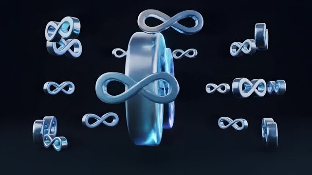 Abstract Infinity Symbol Concept with Multiple Loops and Gradient Lighting.