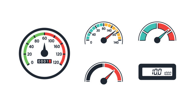 Odometer Line art vector set clean shapes