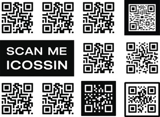 Fototapeta premium Multiple black and white QR codes and scan me text