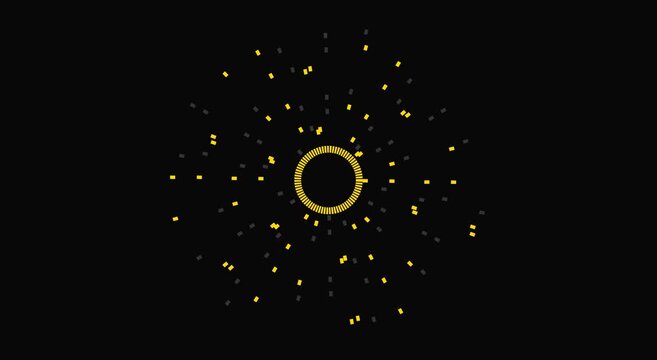 Abstract digital circle motion with golden particle light effect animation