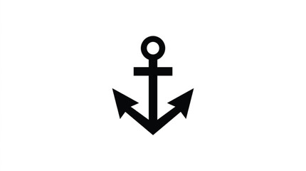 Obraz premium Black anchor vector illustration with pointed flukes, minimalist design for maritime, nautical, shipping, and ocean-themed icon and logo collections