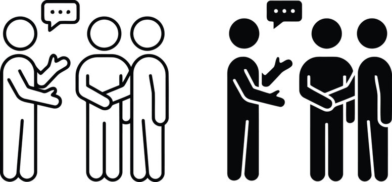 Vector illustration of people talking in two color variations
