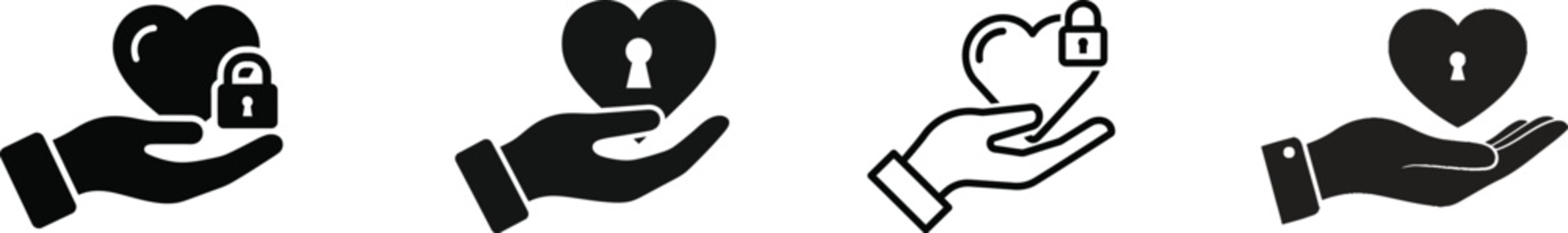 Hand Holding Heart with Padlock Love Security Icon