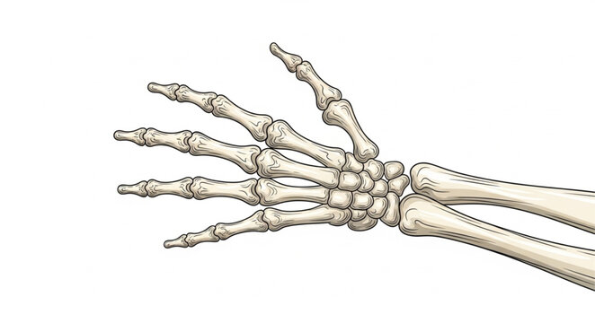 Human Hand Skeleton Anatomy Medical Illustration.