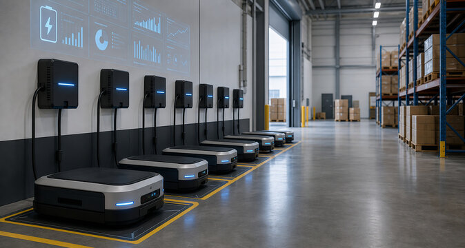 Autonomous Mobile Robots Charging Station in Modern Smart Warehouse