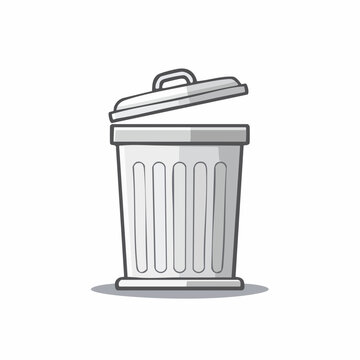 Illustration of a white trash can with lid open