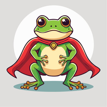 Superhero Frog Wearing a Red Cape
