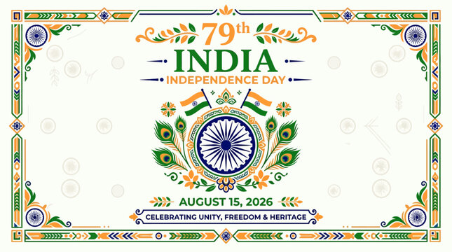 79th India Independence Day Celebration Banner with National Symbols