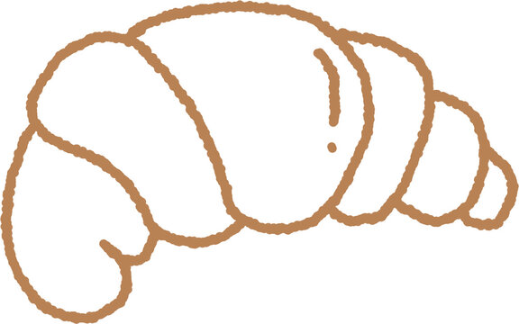 Cute hand drawn croissant outline clipart illustration