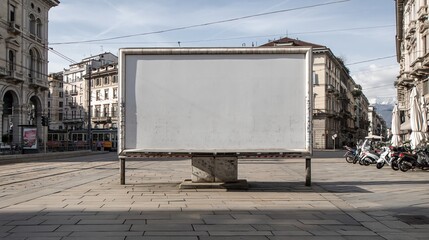 Obraz premium Blank Billboard in Urban Square, Outdoor Advertising Space for Marketing and Promotion
