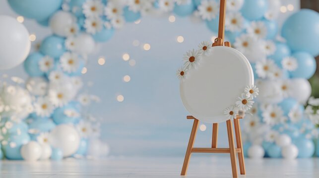 Whimsical Daisy and Balloon Archway Creates a Charming Backdrop for Celebrations and Photo Shoots