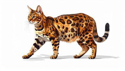 Fototapeta premium Leopard cat illustration on white background