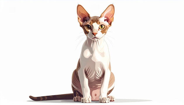 Hairless cat portrait on white background