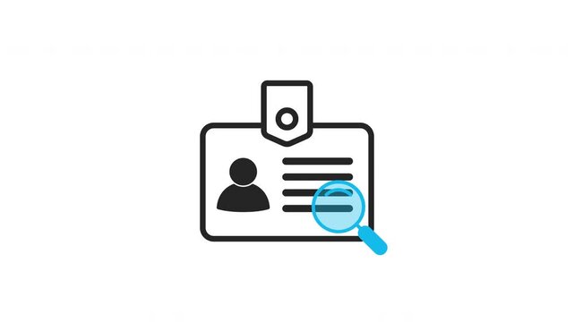 ID card searching, Employee identification verification, Profile lookup motion graphic