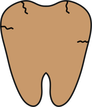 Cute hand drawn decayed tooth clipart illustration