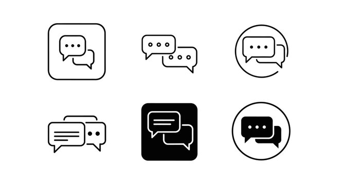 Set of minimalist chat bubble icons for communication and messaging