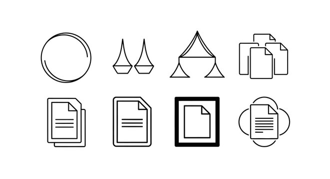 Minimalist document and file line icon set for digital interface