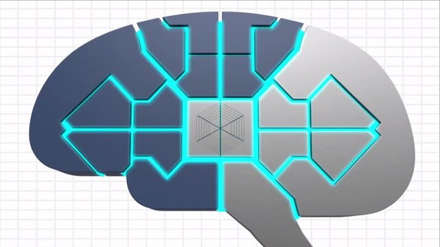 的確な意思決定と認知制御を象徴する前頭葉パズルの欠片がチタンで結ばれる抽象背景