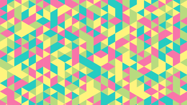 Colorful Geometric Triangle Pattern Abstract Background with Vibrant Retro Memphis Style Design