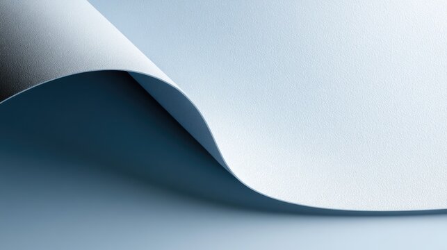 A close-up image of a curled, textured white paper sheet against a soft blue background.
