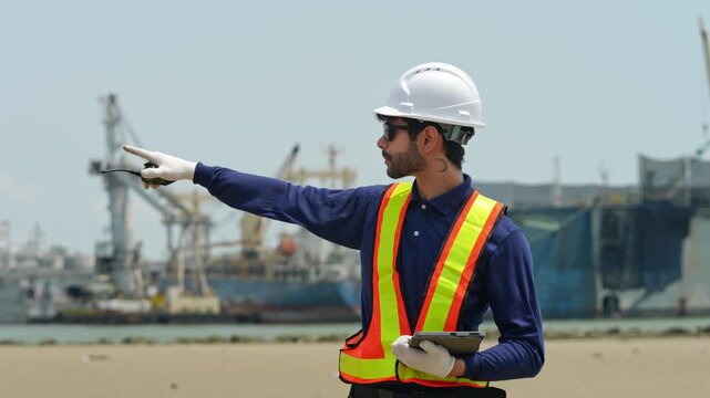 Construction safety protocols site management industrial area instructional photos outdoor professional perspective
