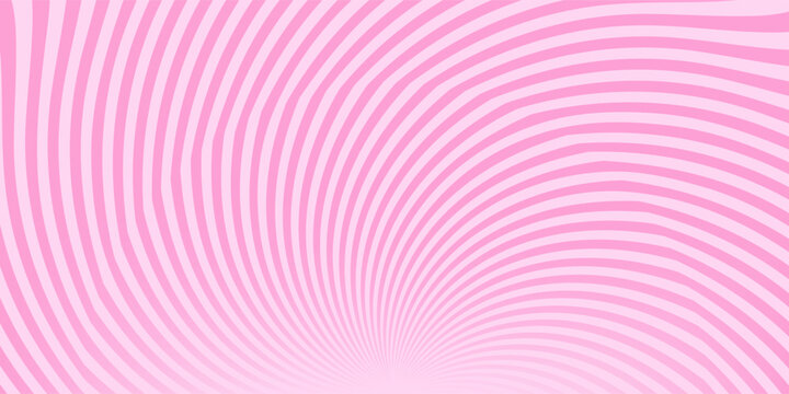 Twisted rays of rosy sunset. Vortex pinwheel pattern. Pink circus, carnival or festival background. Strawberry bubble gum, sweet lollipop candy, ice cream texture.