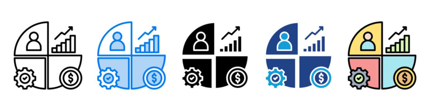 Segmentation icon set multiple style collection