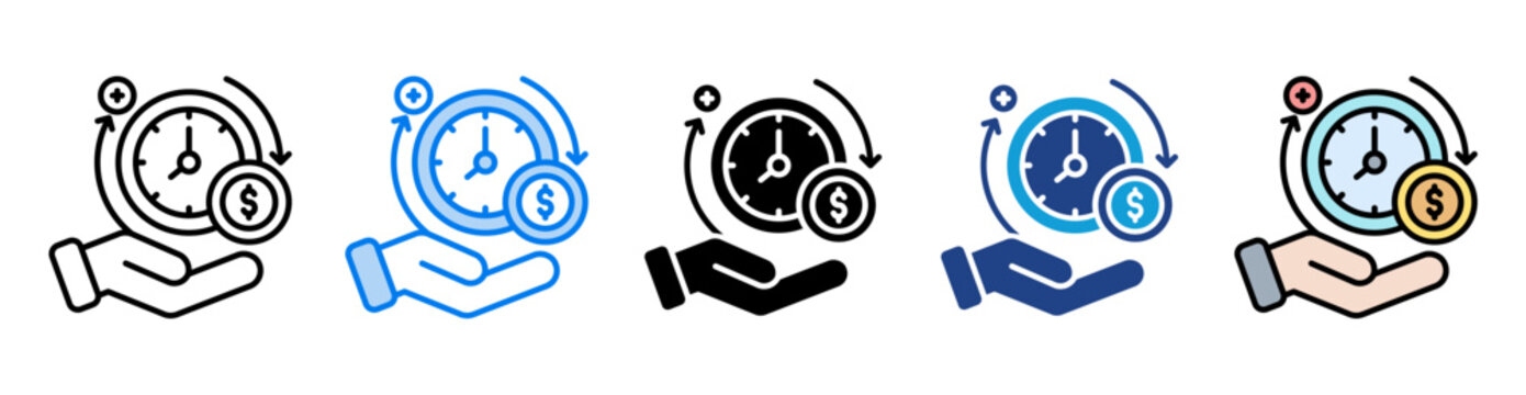 Long term debt icon set multiple style collection
