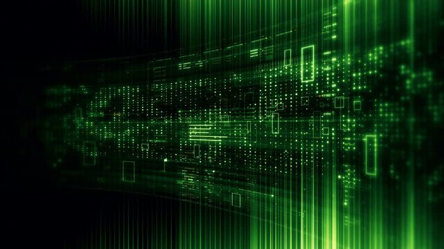 Futuristic screen display matrix, hi-tech digital data telemetry with encrypted numbers, display dynamic background for computer desktop screen display format