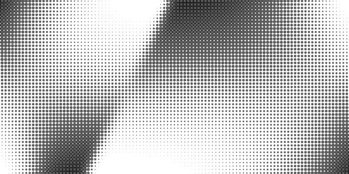 Halftone wavy texture background. Dotted gritty sand noise wallpaper. Black grunge pop art wave gradient overlay. Weathered pixelated raster halfton comic backdrop. Vector bitmap fading subtle surface