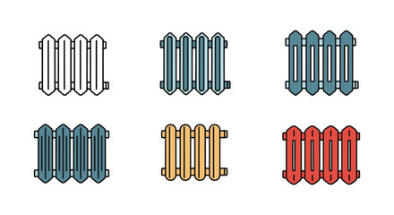Obraz premium Radiator Line art vector set minimal abstract illustration
