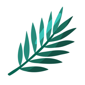 Teal Tropical Palm Leaf Flat Design Clipart