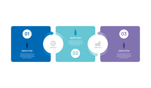 Venn diagram business infographic circle chart template 3 options, presentation with arrow Circular diagram elements vector illustration.