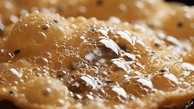 Closeup of Crispy Fried Indian Papadum with Bubbles and Seeds.