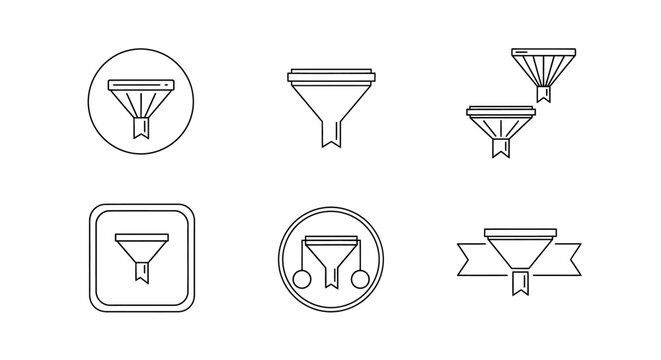 Set of minimalist funnel filter icons in thin line design