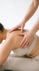 Fototapeta premium Massage Therapist Hands Back Muscle Treatment Wellness