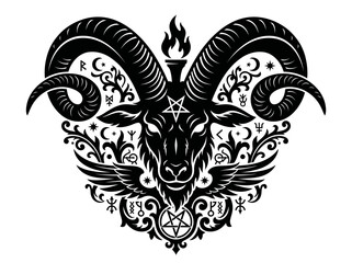 Obraz premium Mysterious Goat Head with Pentagram and Ornate Details.