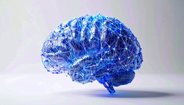 Artificial intelligence brain made of glowing nodes and lines