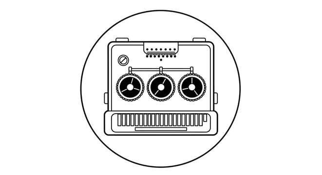 Retro Teletype Machine Icon, Vintage Communication Device, Old Technology
