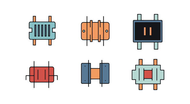 rectifier Line art vector set abstract colorful modern