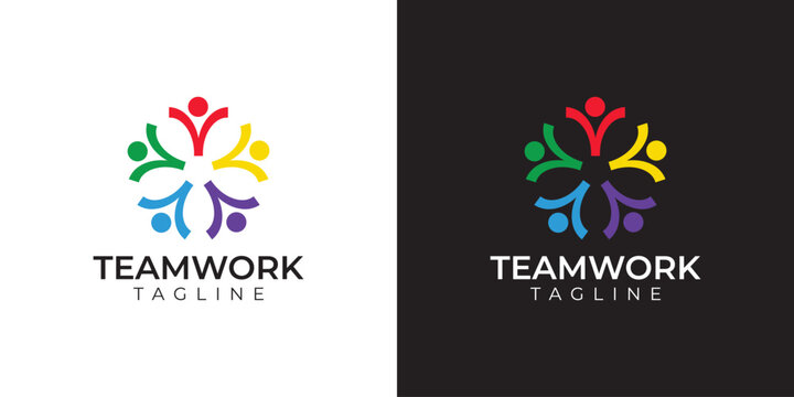 Modern Flat Abstract Teamwork People Circle Logo Design Element Symbol