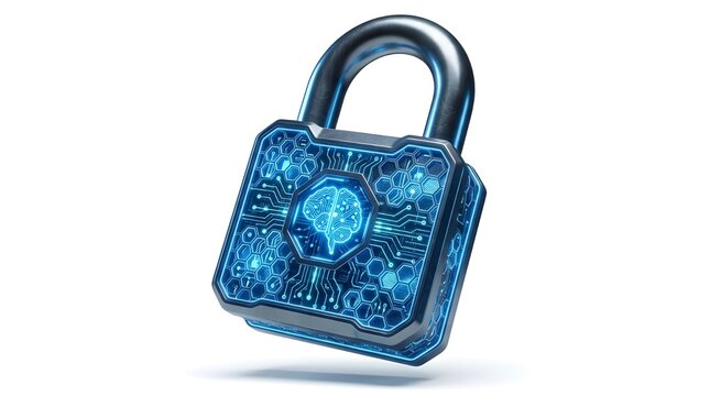Blue circuit board padlock with silver shackle
