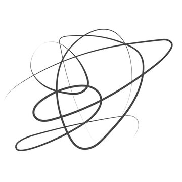 Squiggly abstarct line shape. Chaos opart. Irregular  freeform figure. Random lines illustration. Asymmetric loop background. Vector 