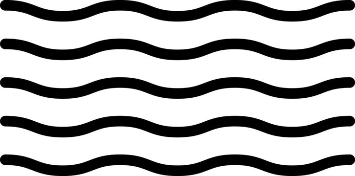 Five parallel wavy lines vector icon isolated on white
