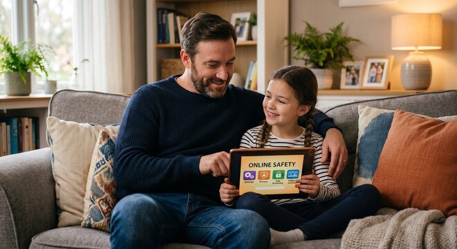 Family Discussing Internet Safety and Cybersecurity Together