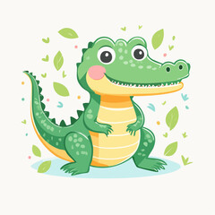 Naklejka premium Cute Cartoon Alligator Illustration