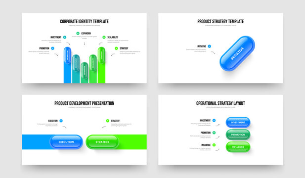 Corporate Portfolio 5 1 2 3 Element Infographic Slideshow Layout Collection. Enterprise Report Five One Two Three Step Diagram Presentation Template Vector Illustration Bundle.