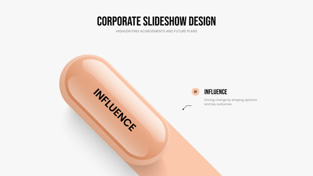 Marketing Performance 1 Element Diagram Presentation Template. Corporate Overview Slideshow Design Vector Illustration. Creative Portfolio One Option Infographic Slide Layout.