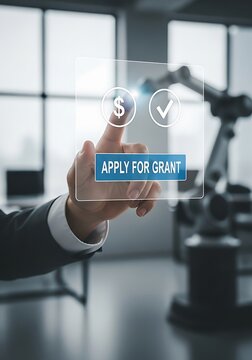 Hand pressing apply for grant button image