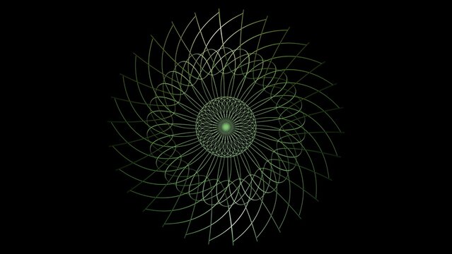 Abstract Mandala Spiral Geometry Background With Green Neon Circular Pattern